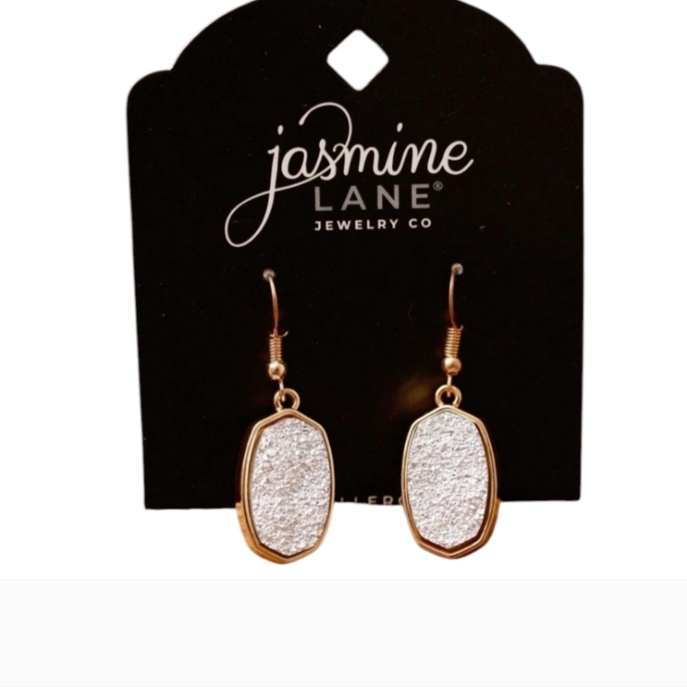 Lot Of 2 New Jasmine Lane Gold Tone Druzy Silver Earrings For Sensitive Ears